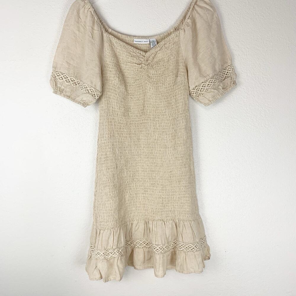 Sincerely Jules Dress Womens Small Smocked Cottagecore Boho Peasant Western Mini